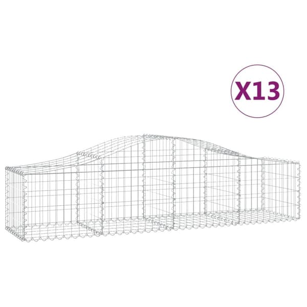 Gabioner bågformade 13 st 200x50x40/60 cm galvaniserat järn