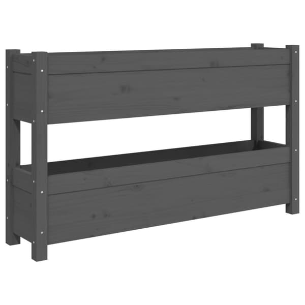 Odlingslåda grå 112x25x66 cm massiv furu