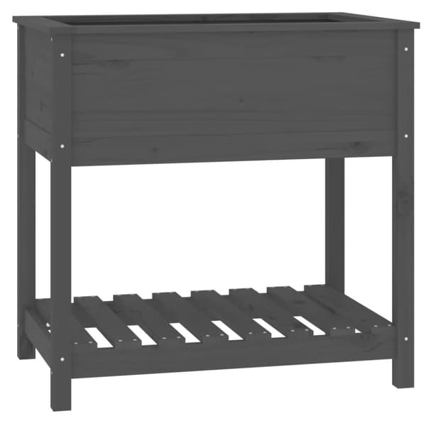 Odlingslåda med hylla grå 82,5x54x81 cm massiv furu