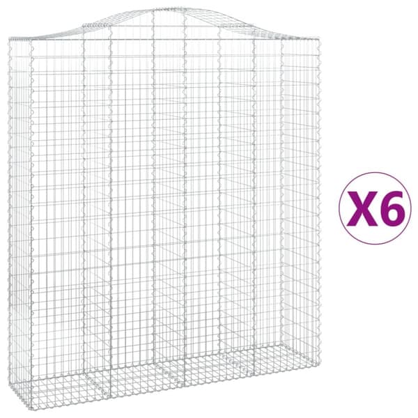 Gabioner bågformade 6 st 200x50x220/240 cm galvaniserat järn