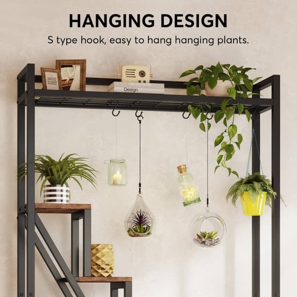 Rootz Sleek Tall Plant Stand - Kasvihylly sisätiloissa - 7-kerroksinen tikkaat - Kestävä metallirunko - 105 cm L x 30 cm S x 180 cm K- Helppo koota