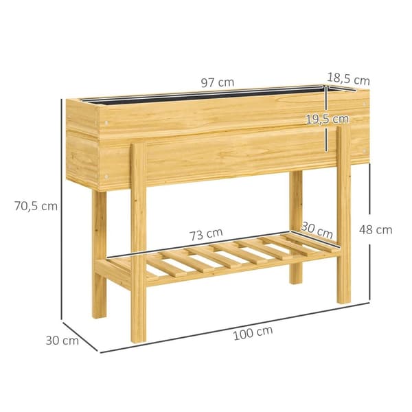 Rootz Træblomsterboks - hævet planter - Haveseng - Fleece -foring - Sund jord - 100 x 30 x 70,5 cm