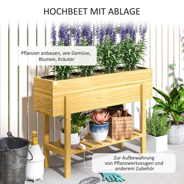 Rootz Træblomsterboks - hævet planter - Haveseng - Fleece -foring - Sund jord - 100 x 30 x 70,5 cm