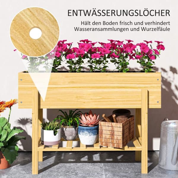 Rootz Træblomsterboks - hævet planter - Haveseng - Fleece -foring - Sund jord - 100 x 30 x 70,5 cm