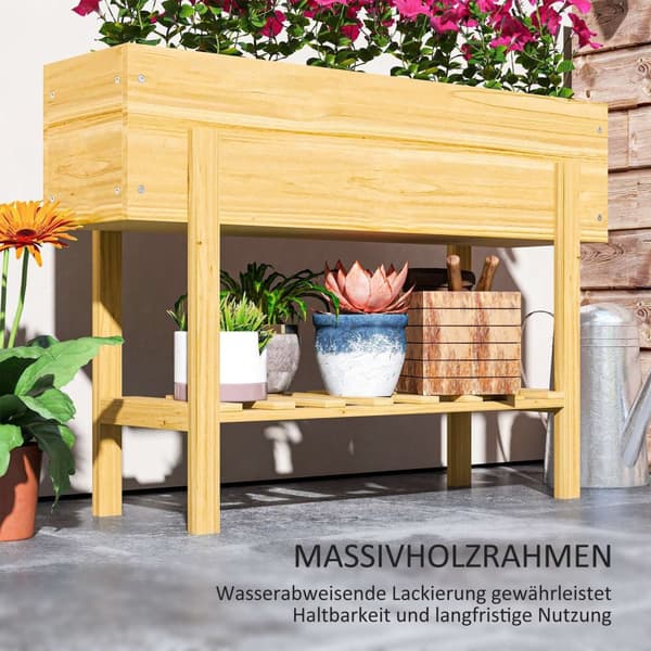 Rootz Træblomsterboks - hævet planter - Haveseng - Fleece -foring - Sund jord - 100 x 30 x 70,5 cm