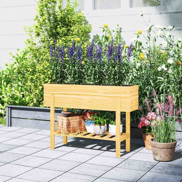 Rootz Træblomsterboks - hævet planter - Haveseng - Fleece -foring - Sund jord - 100 x 30 x 70,5 cm