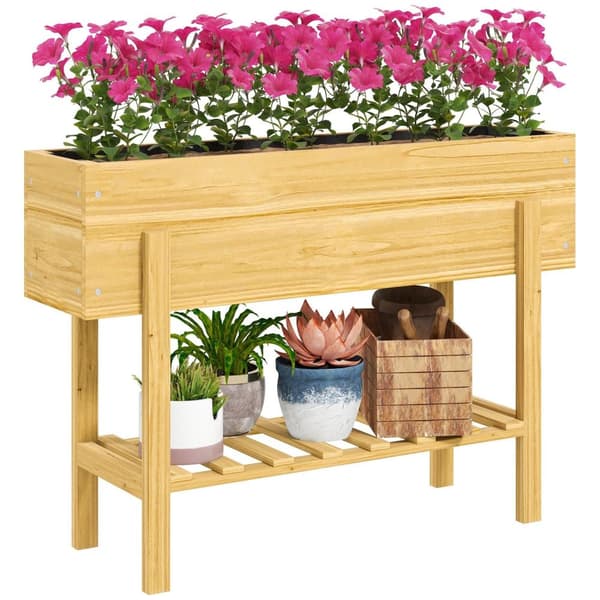 Rootz Træblomsterboks - hævet planter - Haveseng - Fleece -foring - Sund jord - 100 x 30 x 70,5 cm