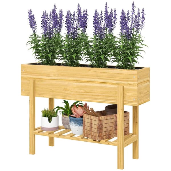 Rootz Træblomsterboks - hævet planter - Haveseng - Fleece -foring - Sund jord - 100 x 30 x 70,5 cm