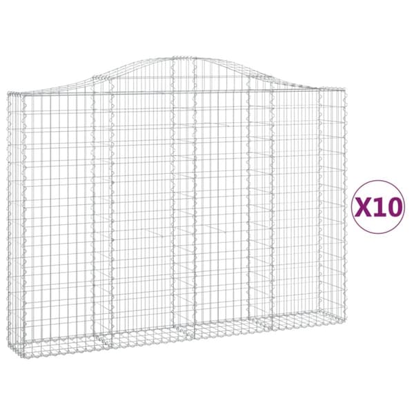 Gabioner bågformade 10 st 200x30x140/160 cm galvaniserat järn