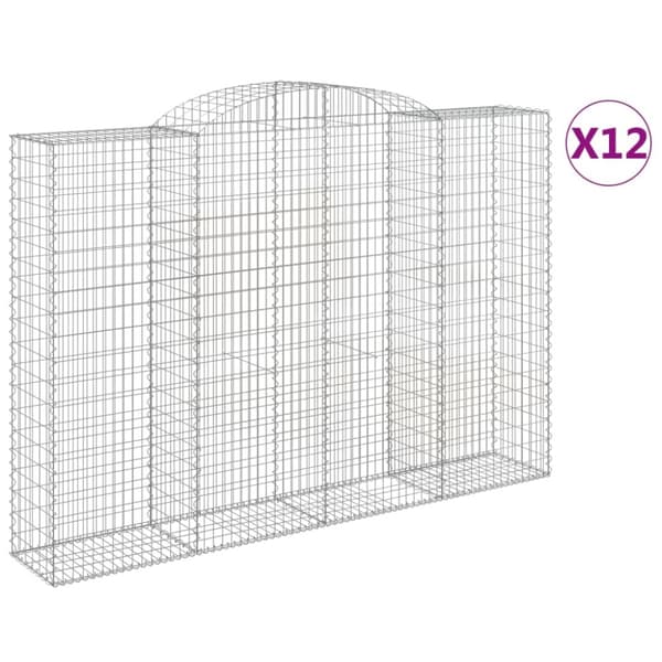 Gabioner bågformade 12 st 300x50x200/220 cm galvaniserat järn