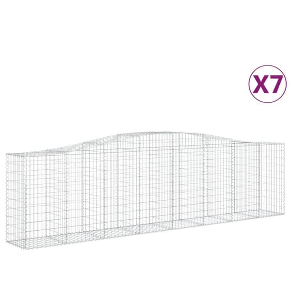 Gabioner bågformade 7 st 400x50x100/120 cm galvaniserat järn