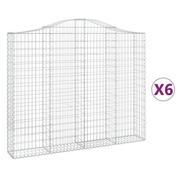 Gabion bågformad 6 st 200x30x160/180 cm galvaniserat järn