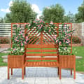 Miniatyrbillede 1 af 11: Plantekasse med espalier og bænk – Plantekasse i massivt fyrretræ til have, terrasse og terrasse – Brun