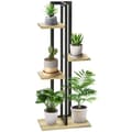 Miniatyrbillede 10 af 10: Rootz 4 Floor Plant Stand - Justerbar blomsterstativ - Indendørs plantetrapper - Industriel design - 110 cm høj - sort+naturligt træ - 45L x 25b x 110