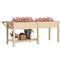 Pikkukuva 6 / 6: Rootzin kohonnut puinen istutuskone - nostettu sänky - puutarhan istuttaja hyllyllä - Vahva suunnittelu- ja tyhjennysreiät - 207x59x78cm