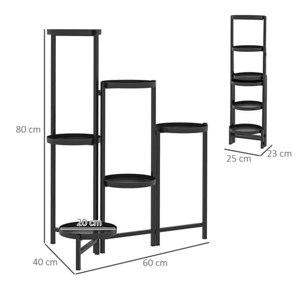 Rootz Flower Pot Stand - Plant Stand - Corner Plant Rack - Justerbara nivåer - Rostbeständig metall - 60L X 40B X 80H CM