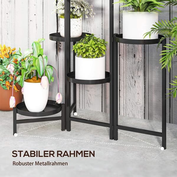 Rootz Flower Pot Stand - Plant Stand - Corner Plant Rack - Justerbara nivåer - Rostbeständig metall - 60L X 40B X 80H CM