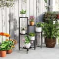 Miniatyrbild 8 av 10: Rootz Flower Pot Stand - Plant Stand - Corner Plant Rack - Justerbara nivåer - Rostbeständig metall - 60L X 40B X 80H CM