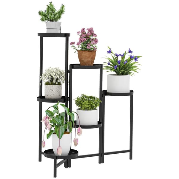 Rootz Flower Pot Stand - Plant Stand - Corner Plant Rack - Justerbara nivåer - Rostbeständig metall - 60L X 40B X 80H CM