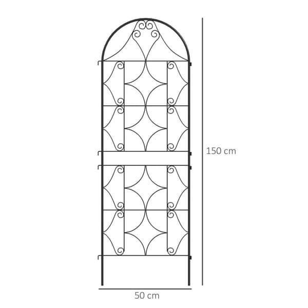 Rootz Metal Trellis Set - Rose Grille - Klatring Plant Support - Rust -Free - Forbedrer haven æstetik - 50x150 cm, sort