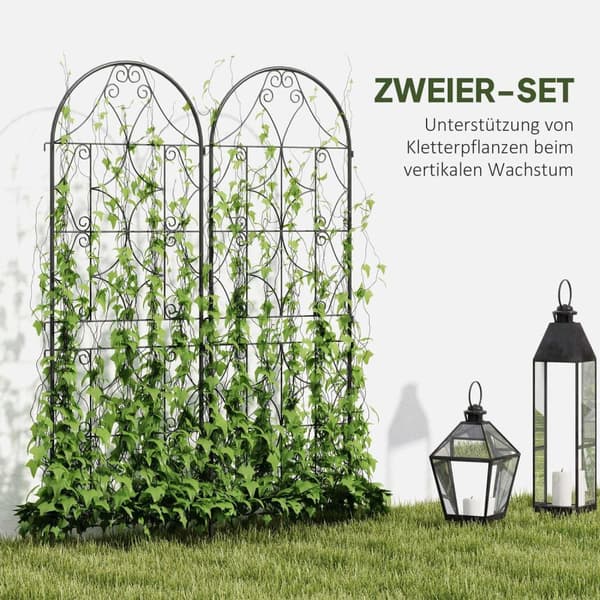 Rootz Metal Trellis Set - Rose Grille - Klatring Plant Support - Rust -Free - Forbedrer haven æstetik - 50x150 cm, sort