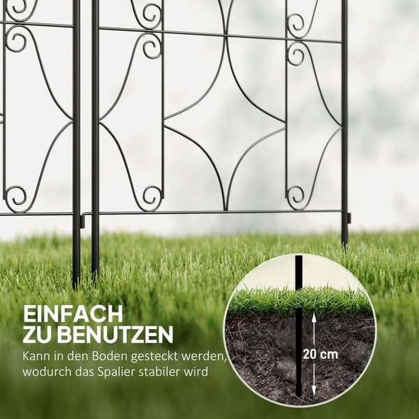 Rootz Metal Trellis Set - Rose Grille - Klatring Plant Support - Rust -Free - Forbedrer haven æstetik - 50x150 cm, sort