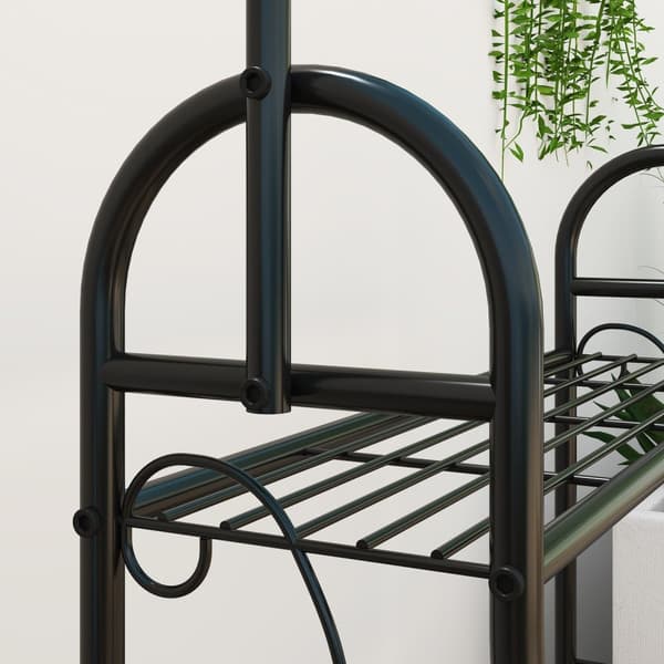 Rootz 3 -trins blomsterhylde - Plantestativ - Metalhylde - Indendørs og udendørs brug - Sort - 75 cm x 25 cm x 137 cm
