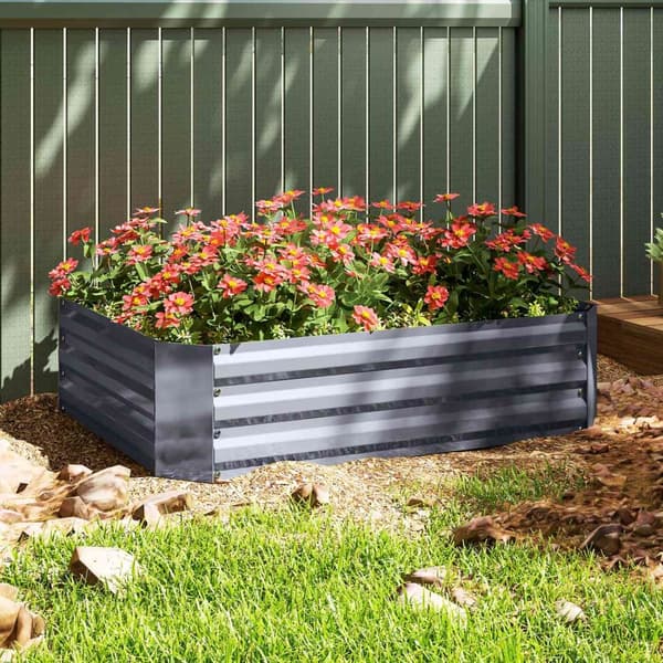 Rootz galvaniseret stål hævet seng - plantningsboks - blomsterboks - rustbeskyttelse - 120 x 90 x 30 cm grå