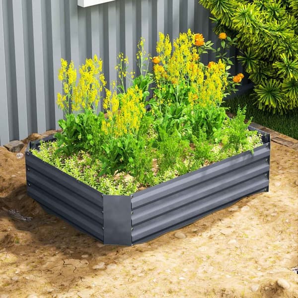 Rootz galvaniseret stål hævet seng - plantningsboks - blomsterboks - rustbeskyttelse - 120 x 90 x 30 cm grå