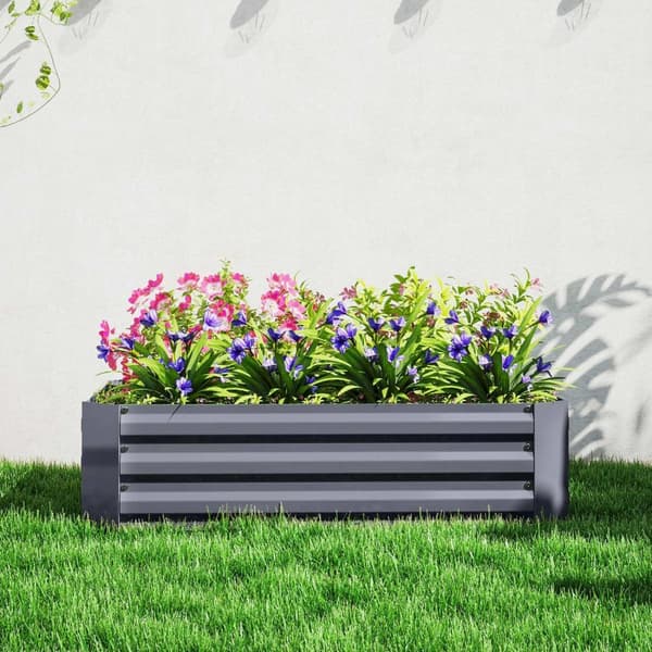 Rootz galvaniseret stål hævet seng - plantningsboks - blomsterboks - rustbeskyttelse - 120 x 90 x 30 cm grå