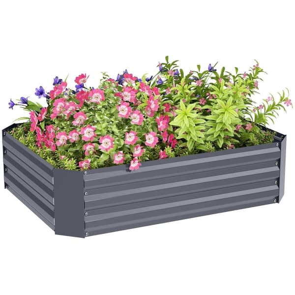 Rootz galvaniseret stål hævet seng - plantningsboks - blomsterboks - rustbeskyttelse - 120 x 90 x 30 cm grå