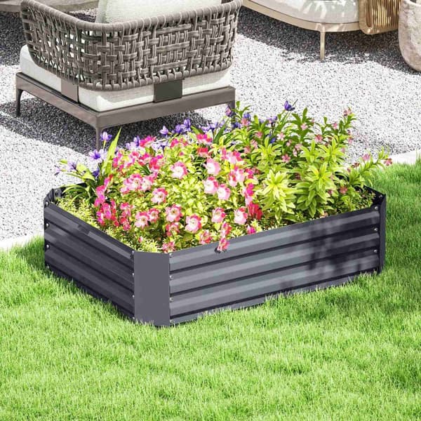 Rootz galvaniseret stål hævet seng - plantningsboks - blomsterboks - rustbeskyttelse - 120 x 90 x 30 cm grå