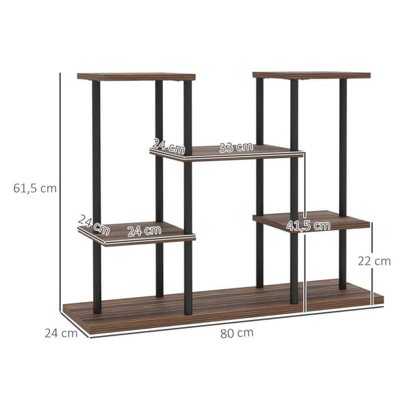 Rootz Flower Stand med 4 niveauer - 4 -trins plantestativ - Blomsterpotteholder - Stabil og elegant - 80 cm x 24 cm x 61,5 cm