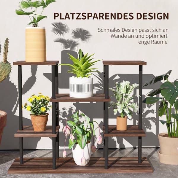 Rootz Flower Stand med 4 niveauer - 4 -trins plantestativ - Blomsterpotteholder - Stabil og elegant - 80 cm x 24 cm x 61,5 cm