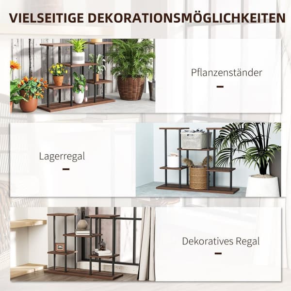 Rootz Flower Stand med 4 niveauer - 4 -trins plantestativ - Blomsterpotteholder - Stabil og elegant - 80 cm x 24 cm x 61,5 cm