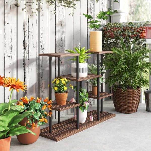 Rootz Flower Stand med 4 niveauer - 4 -trins plantestativ - Blomsterpotteholder - Stabil og elegant - 80 cm x 24 cm x 61,5 cm