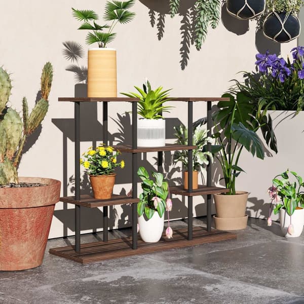 Rootz Flower Stand med 4 niveauer - 4 -trins plantestativ - Blomsterpotteholder - Stabil og elegant - 80 cm x 24 cm x 61,5 cm