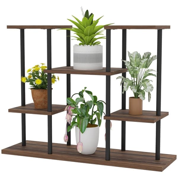 Rootz Flower Stand med 4 niveauer - 4 -trins plantestativ - Blomsterpotteholder - Stabil og elegant - 80 cm x 24 cm x 61,5 cm