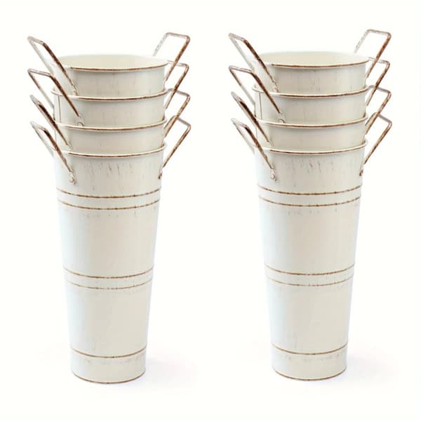 Rustik Blomsterbucket, Vintage-inspireret, Perfekt til Midtpunkter,Beige sæt af 8