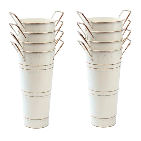 Rustik Blomsterbucket, Vintage-inspireret, Perfekt til Midtpunkter,Beige sæt af 8