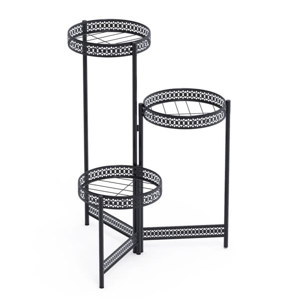 Metal Planteholder, 3-lags Design, Belastningsevne 5 kg pr. lag,sort, L (4 niveauer)
