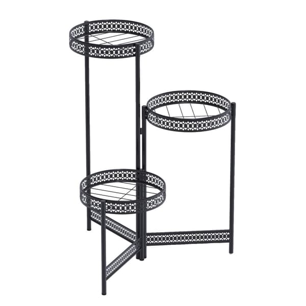 Metal Planteholder, 3-lags Design, Belastningsevne 5 kg pr. lag,sort, L (4 niveauer)