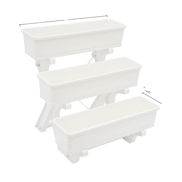 3-lags hævet havebed, fritstående design, store kapacitet plantekasser, holdbare materialer,HVID