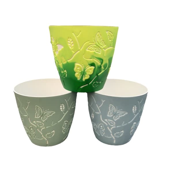 OBOSOE 3PCS lindring sommerfugl tegneserie saftige plantekrukker - indendørs og udendørs farverige plastkrukker - gaver egnet til alle indendørs plant