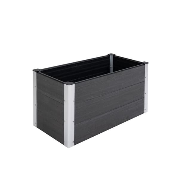 Väderbeständig upphöjd planteringslåda Outsunny, i WPC + aluminium, utan botten, grå, 100x50x50cm
