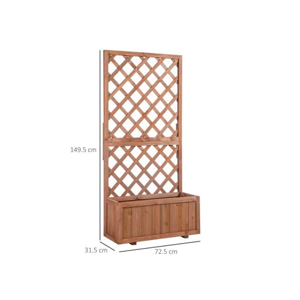 Outsunny upphöjd kruka med spaljé 72,5x31,5x149,5cm naturligt trä för klättrande växter och blommor