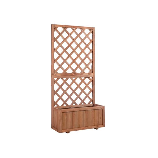 Outsunny upphöjd kruka med spaljé 72,5x31,5x149,5cm naturligt trä för klättrande växter och blommor