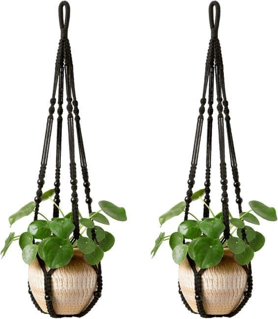 OBOSOE 2 kpl makramee-kasviripustin – 89 cm – Boho riippuva ruukkuteline sisätilojen sisustamiseen