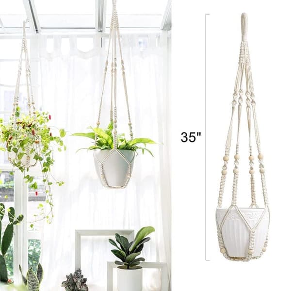 OBOSOE 2 kpl makramee-kasviripustin – 89 cm – Boho riippuva ruukkuteline sisätilojen sisustamiseen