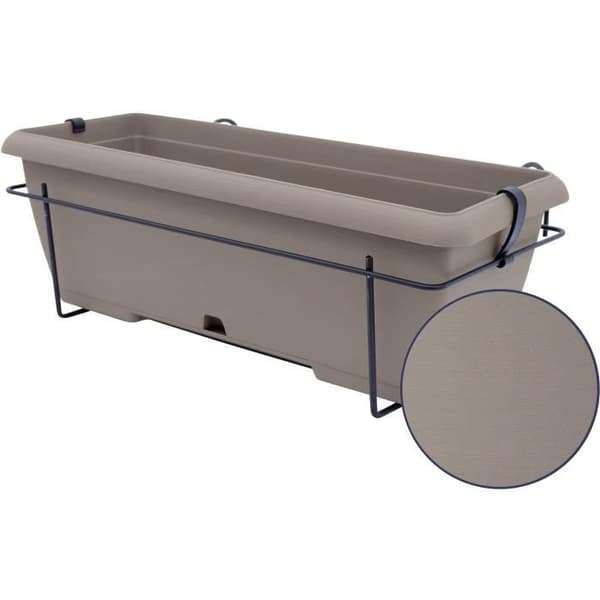 Kruksats med metallstativ och integrerat bricka - GARDEN ID Teramo - Taupe 50 cm - Steneffekt - Återvunnen/återvinningsbar